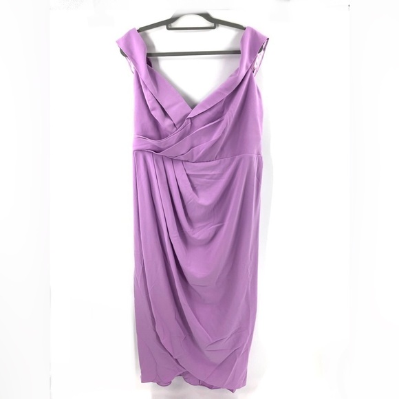 NEW City Chic Plus Size 18 Ripple Love Off Shoulder Maxi Dress Lilac Purple - Picture 2 of 14